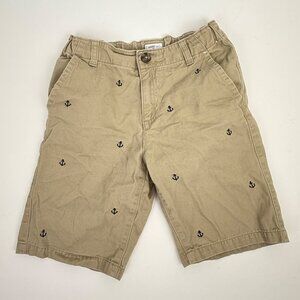 Dressed up by Gymboree Boy's Khaki Chino Shorts Anchor Pattern Size 10